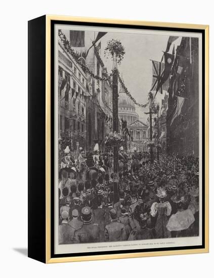 The Royal Procession, Her Majesty's Carriage Passing Up Ludgate Hill to St Paul's Cathedral-Joseph Holland Tringham-Framed Premier Image Canvas