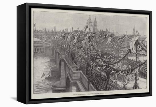 The Royal Procession, the Queen's Carriage Crossing London Bridge-null-Framed Premier Image Canvas