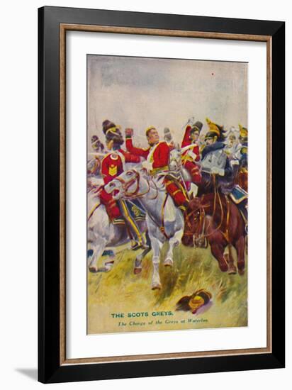 'The Royal Scots Greys. The Charge of the Greys at Waterloo', 1815, (1939)-Unknown-Framed Giclee Print