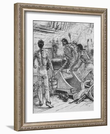 'The 'Royal Sovereigns' Stuck To Their Guns, and Fought Them Like Fiends', 1902-Paul Hardy-Framed Giclee Print