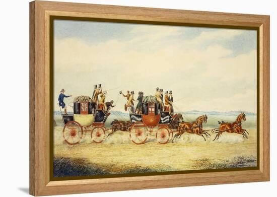 The Royal Union Coach Passing the Alexander Leeds Coach-James Pollard-Framed Premier Image Canvas