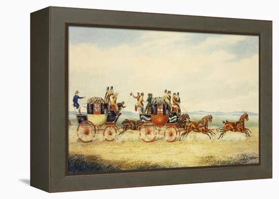 The Royal Union Coach Passing the Alexander Leeds Coach-James Pollard-Framed Premier Image Canvas