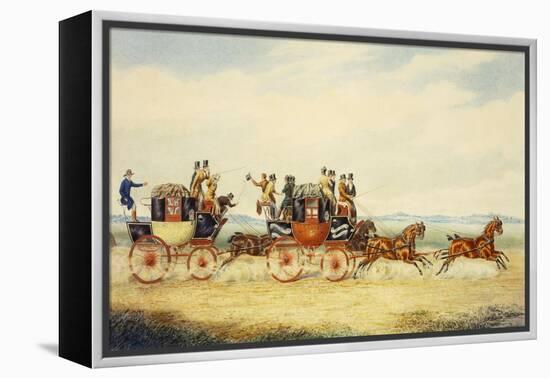 The Royal Union Coach Passing the Alexander Leeds Coach-James Pollard-Framed Premier Image Canvas