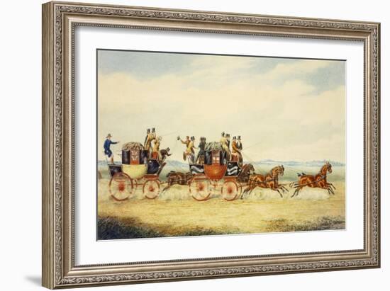 The Royal Union Coach Passing the Alexander Leeds Coach-James Pollard-Framed Giclee Print