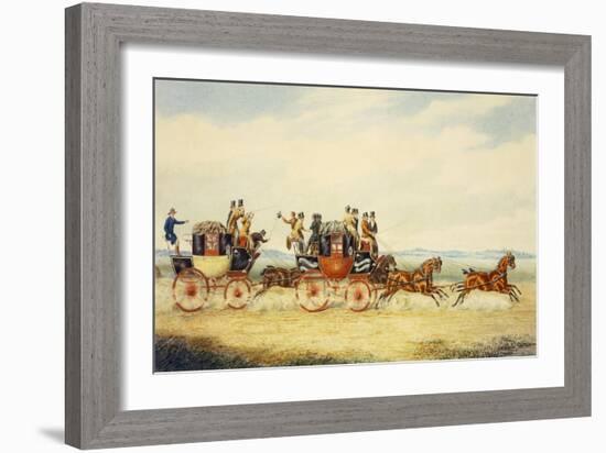 The Royal Union Coach Passing the Alexander Leeds Coach-James Pollard-Framed Giclee Print