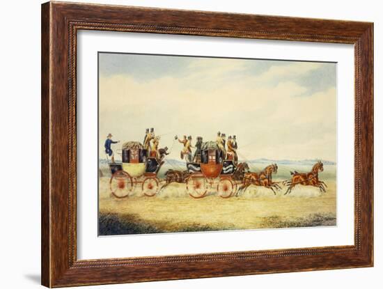 The Royal Union Coach Passing the Alexander Leeds Coach-James Pollard-Framed Giclee Print