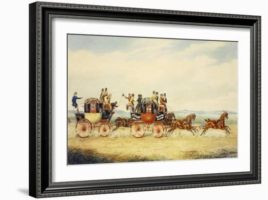 The Royal Union Coach Passing the Alexander Leeds Coach-James Pollard-Framed Giclee Print