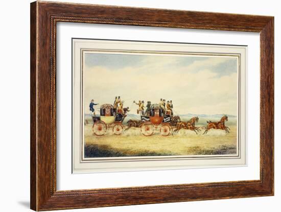 The Royal Union Coach Passing the Alexander Leeds Coach-James Pollard-Framed Giclee Print