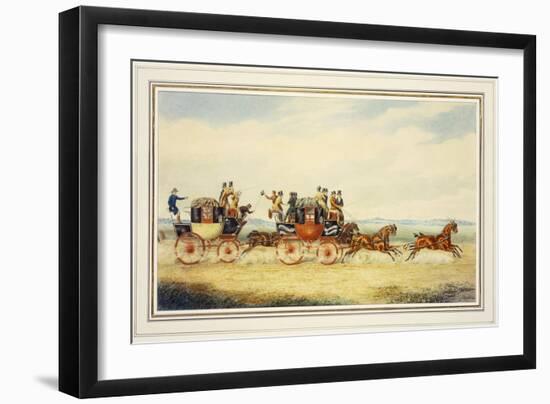 The Royal Union Coach Passing the Alexander Leeds Coach-James Pollard-Framed Giclee Print