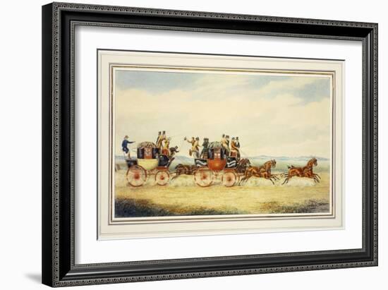 The Royal Union Coach Passing the Alexander Leeds Coach-James Pollard-Framed Giclee Print