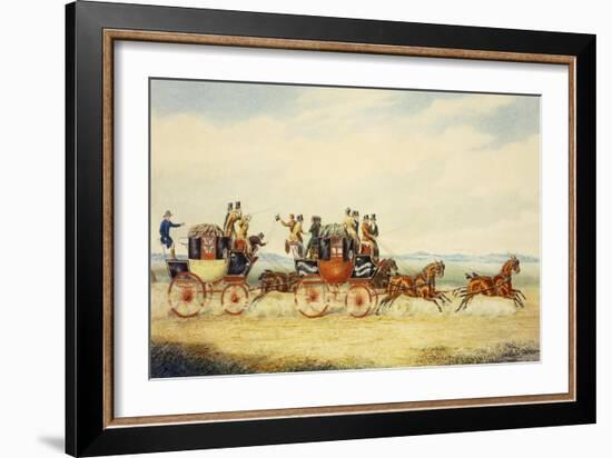 The Royal Union Coach Passing the Alexander Leeds Coach-James Pollard-Framed Giclee Print