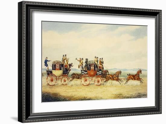 The Royal Union Coach Passing the Alexander Leeds Coach-James Pollard-Framed Giclee Print