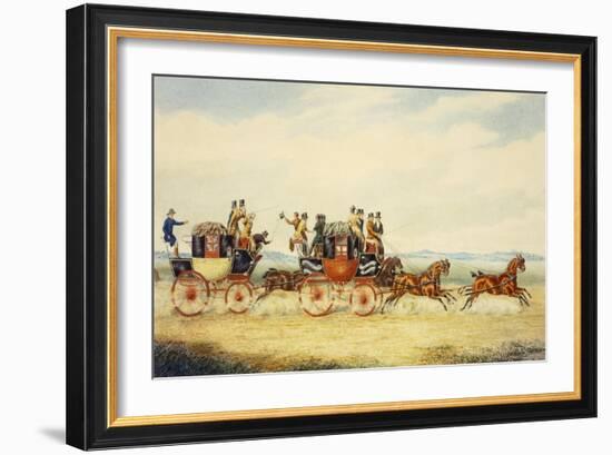 The Royal Union Coach Passing the Alexander Leeds Coach-James Pollard-Framed Giclee Print