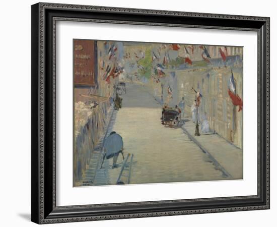 The Rue Monsier with Flags, 1878-Edouard Manet-Framed Giclee Print