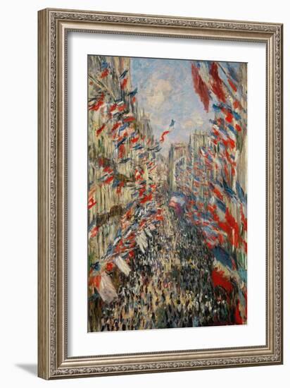 The Rue Montorgueil In Paris. Celebration of 30 June 1878, 1878-Claude Monet-Framed Giclee Print