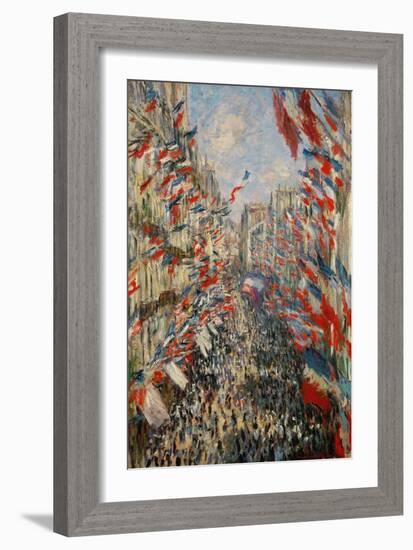 The Rue Montorgueil In Paris. Celebration of 30 June 1878, 1878-Claude Monet-Framed Giclee Print