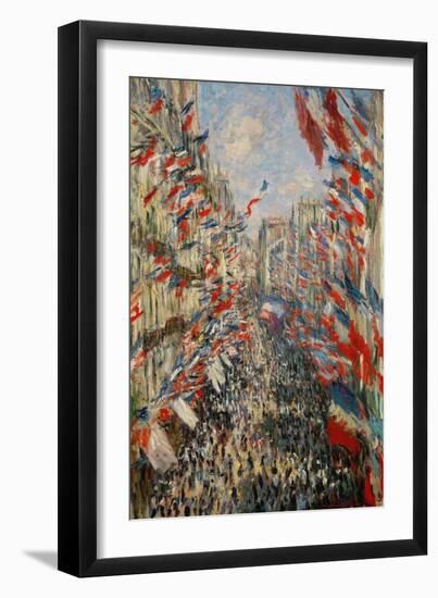 The Rue Montorgueil In Paris. Celebration of 30 June 1878, 1878-Claude Monet-Framed Giclee Print