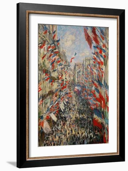 The Rue Montorgueil In Paris. Celebration of 30 June 1878, 1878-Claude Monet-Framed Giclee Print