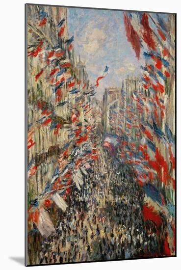 The Rue Montorgueil In Paris. Celebration of 30 June 1878, 1878-Claude Monet-Mounted Giclee Print