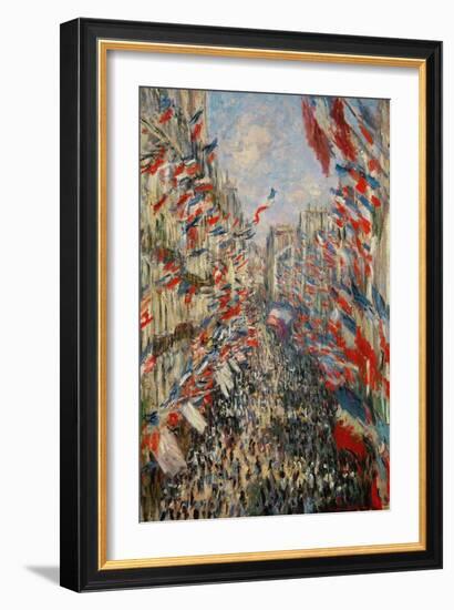 The Rue Montorgueil In Paris. Celebration of 30 June 1878, 1878-Claude Monet-Framed Giclee Print