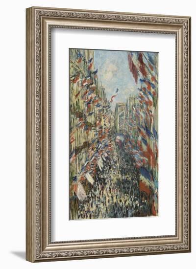 The Rue Montorgueil in Paris Celebration of June 30, 1878-Claude Monet-Framed Art Print