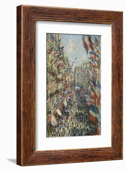 The Rue Montorgueil in Paris Celebration of June 30, 1878-Claude Monet-Framed Art Print