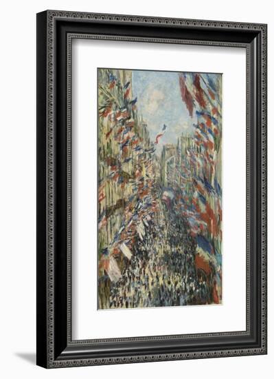 The Rue Montorgueil in Paris Celebration of June 30, 1878-Claude Monet-Framed Art Print