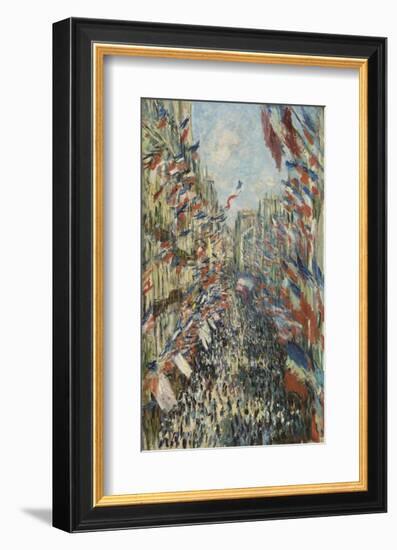 The Rue Montorgueil in Paris Celebration of June 30, 1878-Claude Monet-Framed Art Print