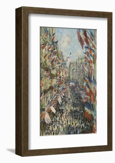 The Rue Montorgueil in Paris Celebration of June 30, 1878-Claude Monet-Framed Art Print