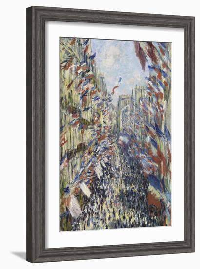 The Rue Montorgueil in Paris, Celebration of June 30, 1878-Claude Monet-Framed Giclee Print