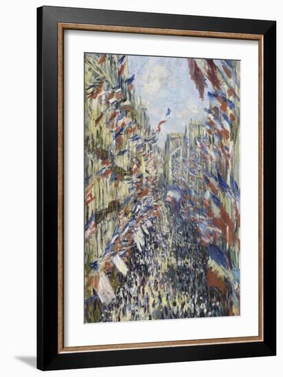 The Rue Montorgueil in Paris, Celebration of June 30, 1878-Claude Monet-Framed Giclee Print