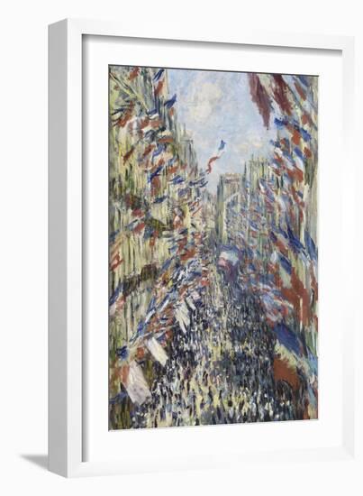 The Rue Montorgueil in Paris, Celebration of June 30, 1878-Claude Monet-Framed Giclee Print