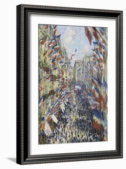 The Rue Montorgueil in Paris, Celebration of June 30, 1878-Claude Monet-Framed Giclee Print