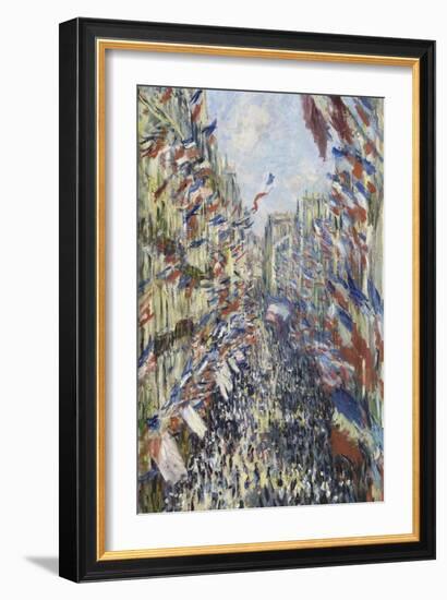 The Rue Montorgueil in Paris, Celebration of June 30, 1878-Claude Monet-Framed Giclee Print