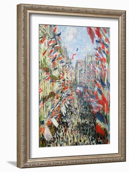 The Rue Montorgueil, Paris, Celebration of June 30, 1878-Claude Monet-Framed Giclee Print