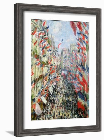 The Rue Montorgueil, Paris, Celebration of June 30, 1878-Claude Monet-Framed Giclee Print