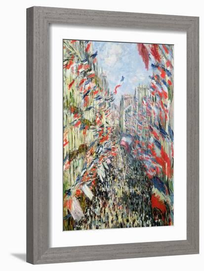 The Rue Montorgueil, Paris, Celebration of June 30, 1878-Claude Monet-Framed Giclee Print