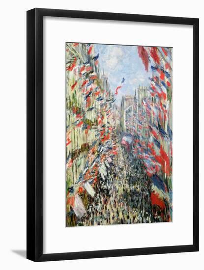 The Rue Montorgueil, Paris, Celebration of June 30, 1878-Claude Monet-Framed Giclee Print