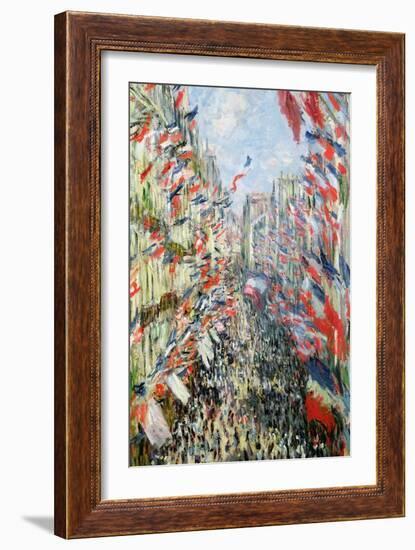 The Rue Montorgueil, Paris, Celebration of June 30, 1878-Claude Monet-Framed Giclee Print