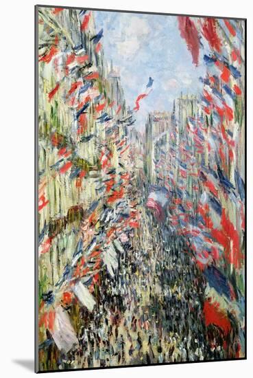 The Rue Montorgueil, Paris, Celebration of June 30, 1878-Claude Monet-Mounted Giclee Print