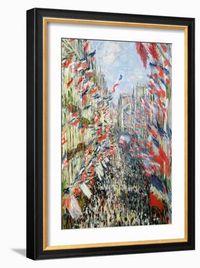The Rue Montorgueil, Paris, Celebration of June 30, 1878-Claude Monet-Framed Giclee Print