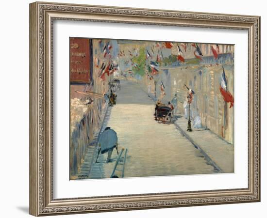 The Rue Mosnier with Flags-Edouard Manet-Framed Giclee Print