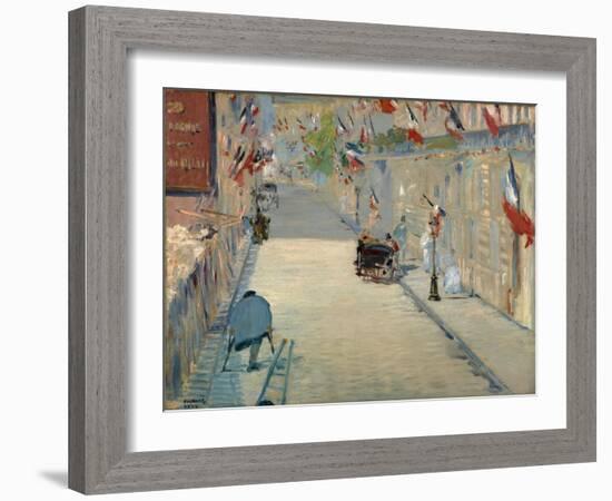 The Rue Mosnier with Flags-Edouard Manet-Framed Giclee Print