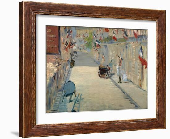 The Rue Mosnier with Flags-Edouard Manet-Framed Giclee Print