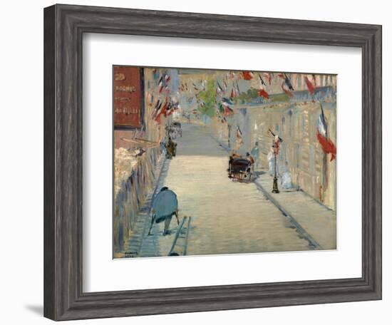 The Rue Mosnier with Flags-Edouard Manet-Framed Giclee Print