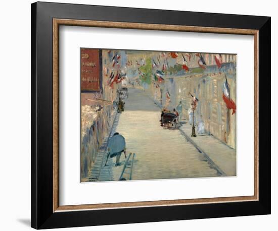The Rue Mosnier with Flags-Edouard Manet-Framed Giclee Print