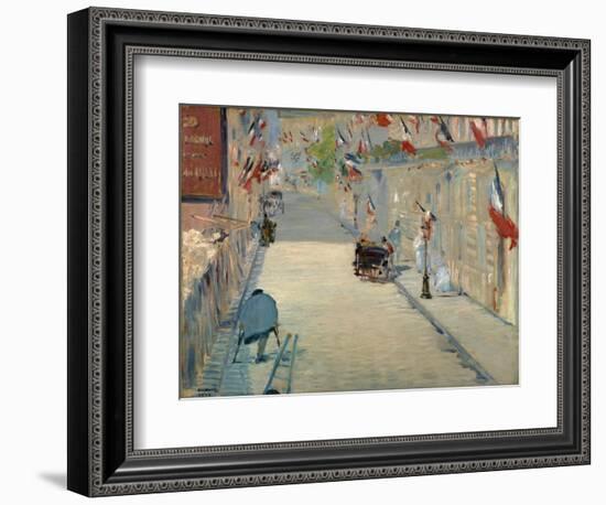 The Rue Mosnier with Flags-Edouard Manet-Framed Giclee Print