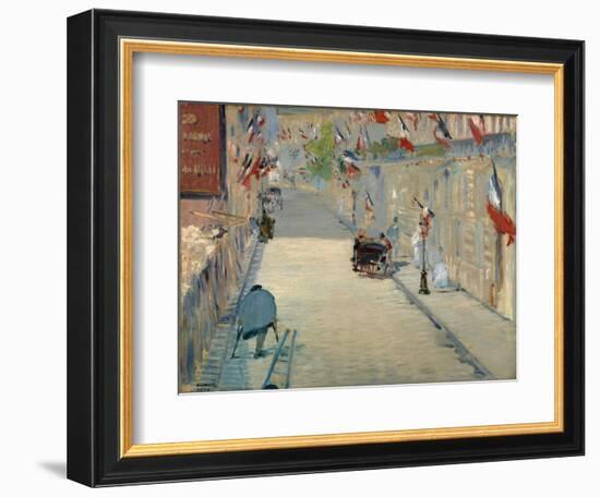 The Rue Mosnier with Flags-Edouard Manet-Framed Giclee Print