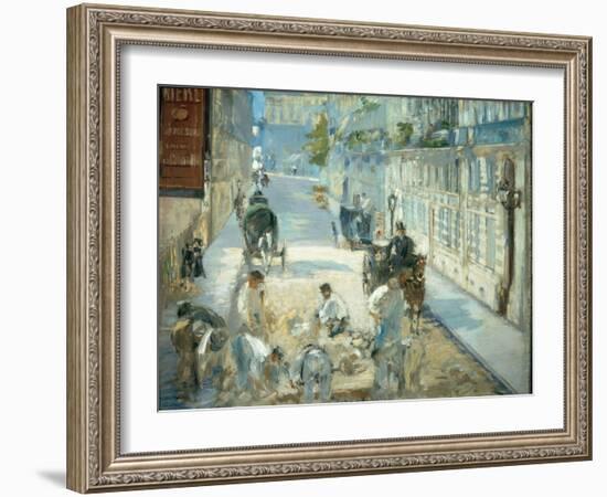 The Rue Mosnier with Pavers, 1878-Edouard Manet-Framed Giclee Print