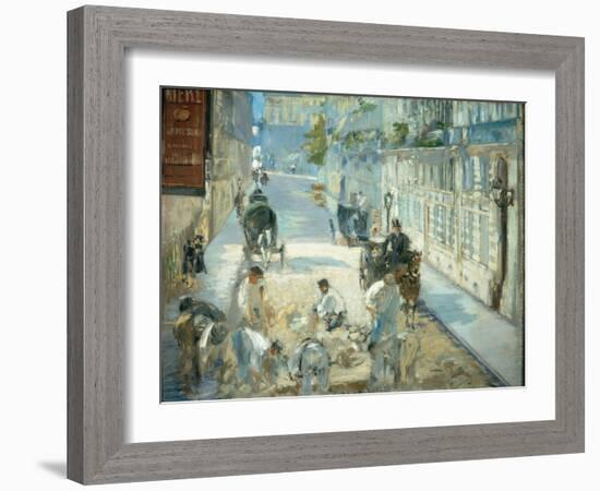 The Rue Mosnier with Pavers, 1878-Edouard Manet-Framed Giclee Print